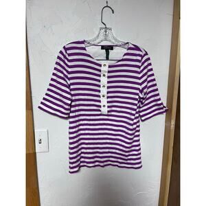 Lauren Ralph Lauren Cotton Striped Top‎ Sz M